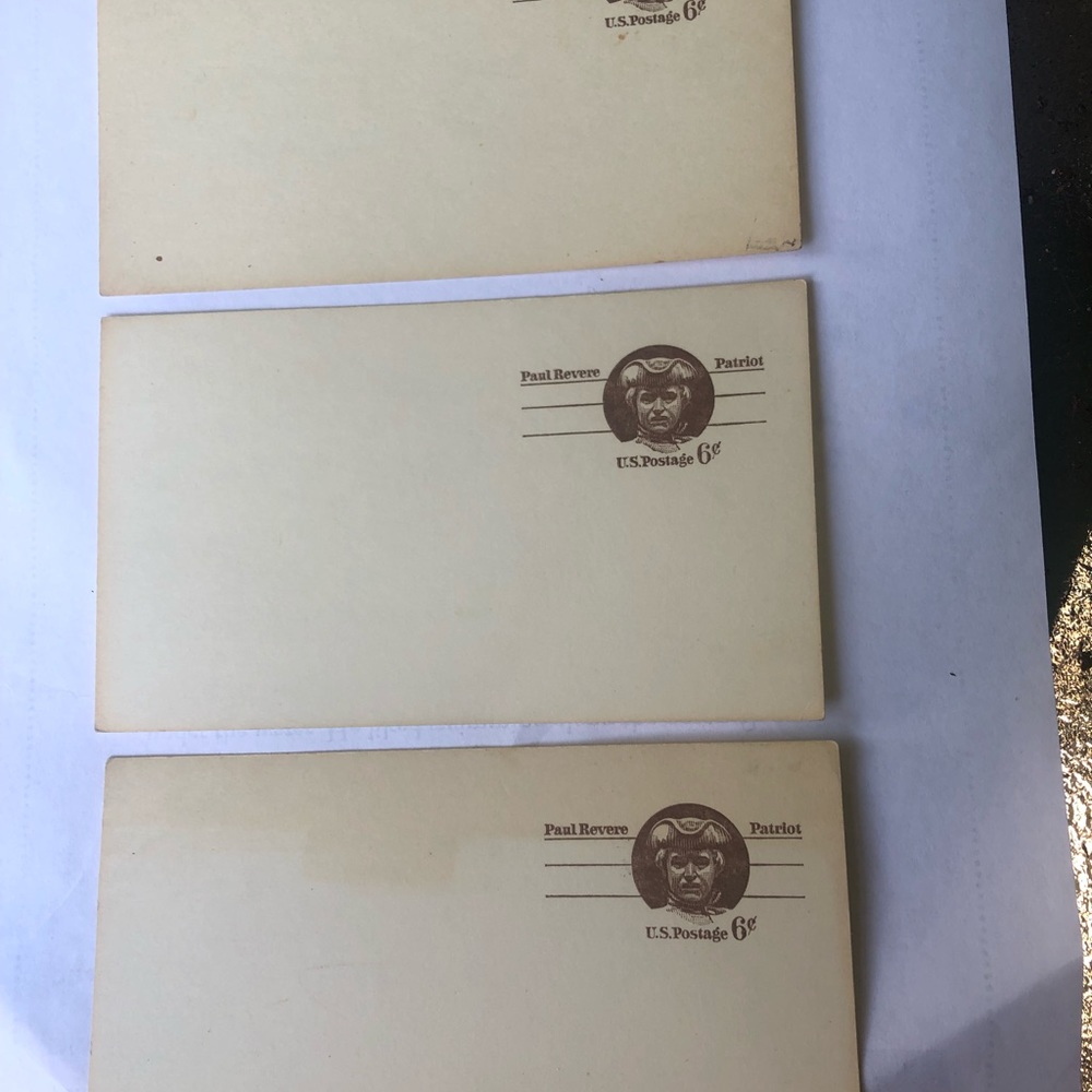 3 Paul Revere 6 Cent Never-Used Postcards